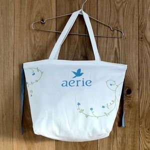 Flower & Bird Print Tote Bag